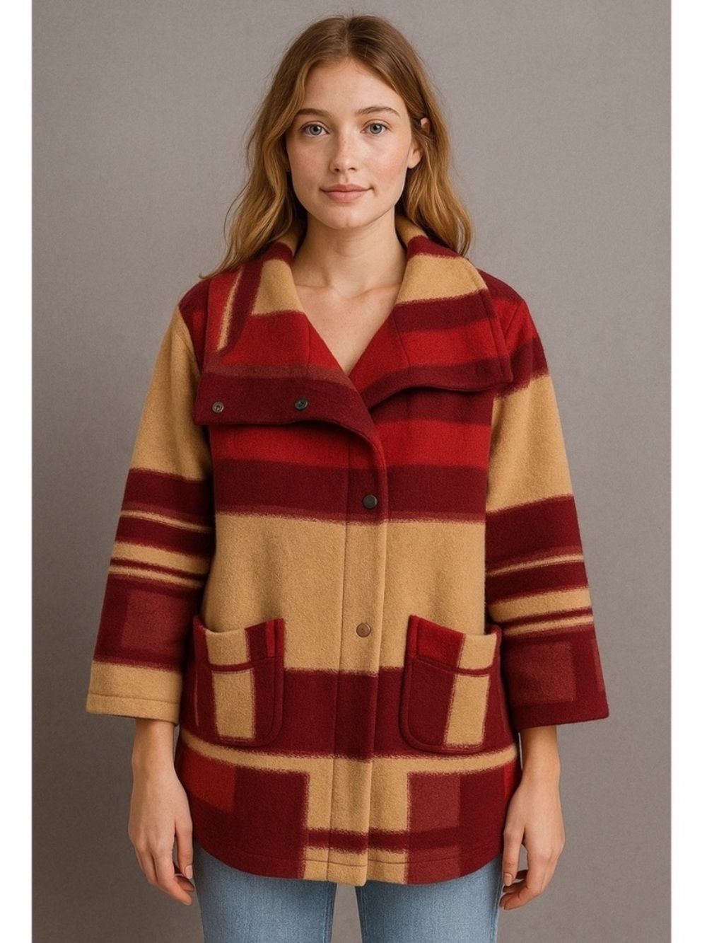 Anthropologie Sparrow Plaid Lambswool Blanket Coat Jacket
Women's  Shacket